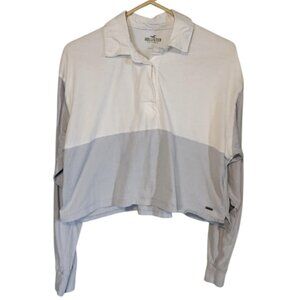 EUC Hollister Long Sleeve Crop Top Polo Style Collar